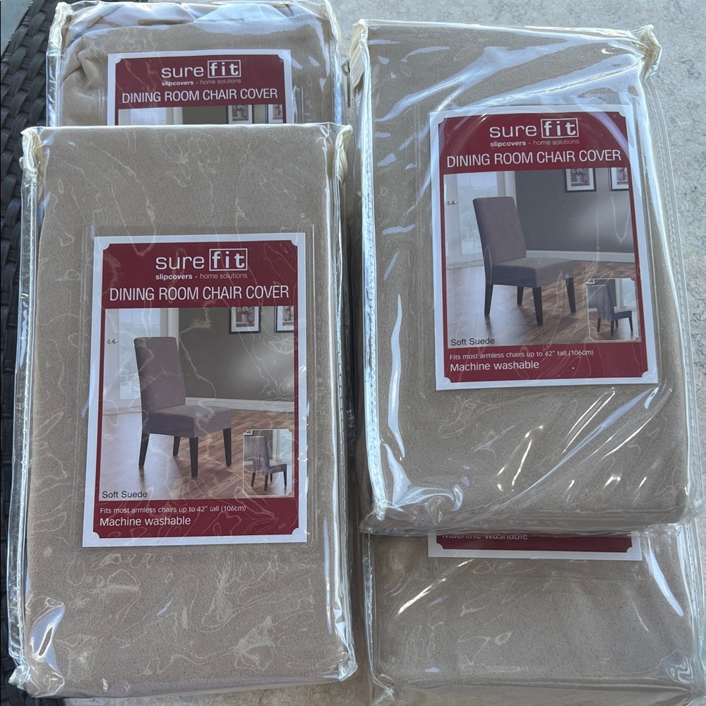 Sure Fit Soft Suede Chair Cover in Beige 4 pc brand new in package never opened